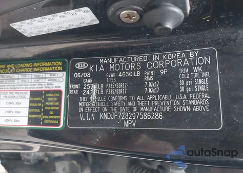 2009 Kia Sportage Lx V6 from USA, damaged, VIN KNDJF723297586286